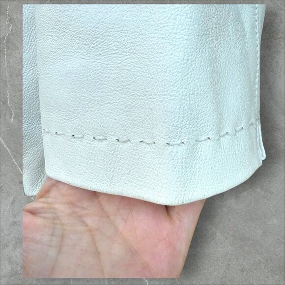 Vintage Spiegel White Leather Double Breasted Jacket Size 12 - Picture 10 of 10